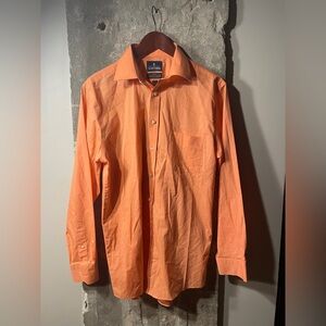 Stafford Vibrant Orange Coral Button-Up Shirt